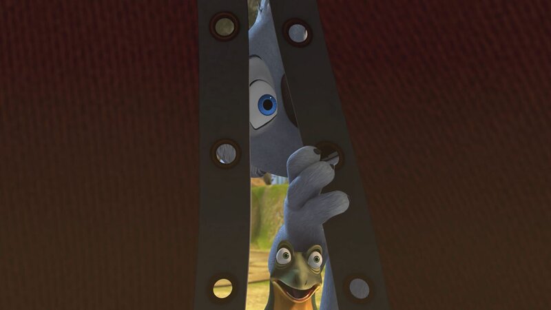 Blinky und Jacko belauschen ein Gespräch, in dem die Ratzos planen, sich das fehlende Eintrittsgeld durch Diebstähle wiederzuholen. – Bild: KiKA/​Studio 100 Media/​Flying Bark