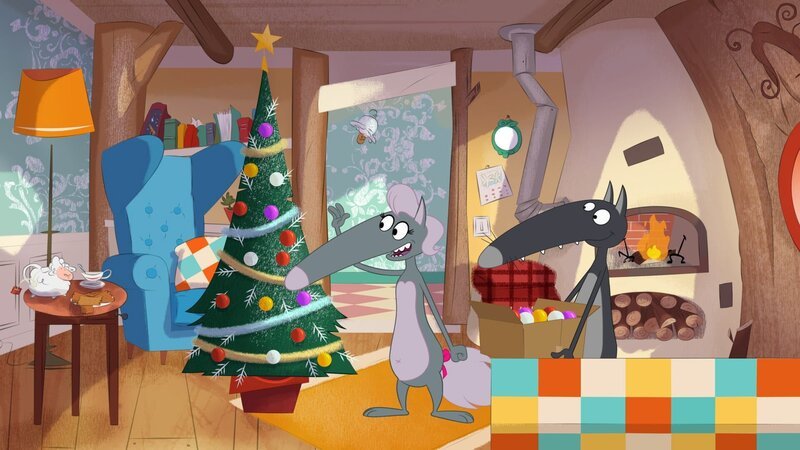 Wolf und Wolfine freuen sich auf Weihnachten. – Bild: KiKA/​Samka Productions