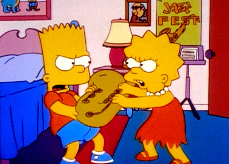 Bart hat die Nase voll von Lisas Gedudel. Wütend stürzt er in ihr Zimmer, um ihr das Saxophon wegzunehmen. Dabei geht das Instrument kaputt. – Bild: PR7; ProSieben Media AG