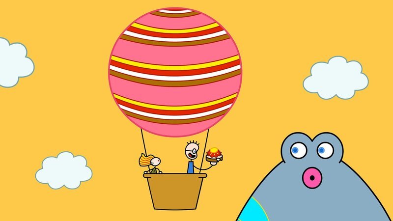 Das Arme Kleine Mädchen lädt TOM zu einer Ballonfahrt ein. TOM fährt begeistert mit. – Bild: SWR/​Studio Film Bilder Stuttgart