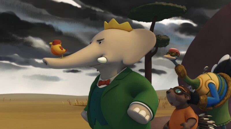 Die Zwitscherammern müssen unbedingt noch vor dem nahenden Monsun losfliegen. Babar macht sich mit Munroe und Frau Strauß Sorgen. – Bild: KiKA/​Nelvana Limited/​TeamTO/​TF1