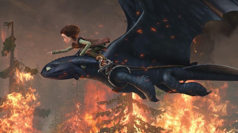 Auf Berk herrscht Feuerwetter und die ganze Insel droht in Flammen aufzugehen. Gelingt es Hicks die Insel vor dem Flammen zu schützen? – Bild: RTL