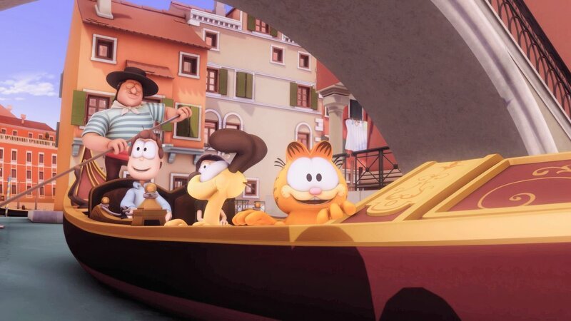 Garfield bei einer Gondelfahrt in Venedig – Bild: ORF/​Mediatoon/​Dargaud Media/​Paws Inc.