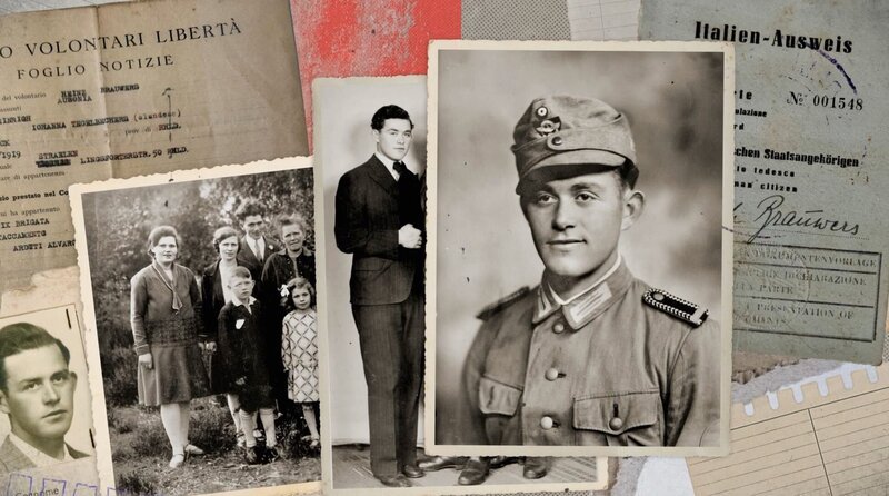 Fotos des SS-Polizisten Heinz Brauwers sowie Dokumente, die seine Aktivität bei den italienischen Partisanen – Bild: HR/Gropperfilm Fotos des SS-Polizisten Heinz Brauwers sowie Dokumente, die seine Aktivität bei den italienischen Partisanen – Bild: HR/Gropperfilm