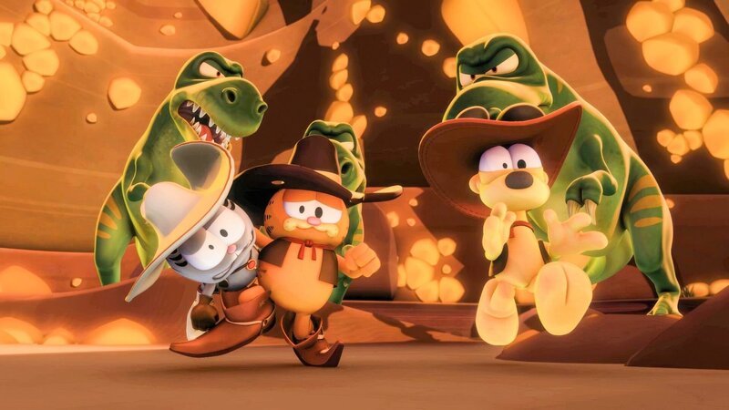 Garfield hat es mit den Bewachern der Glitzerschlucht zu tun. – Bild: ORF/​Mediatoon/​Dargaud Media/​Paws Inc.
