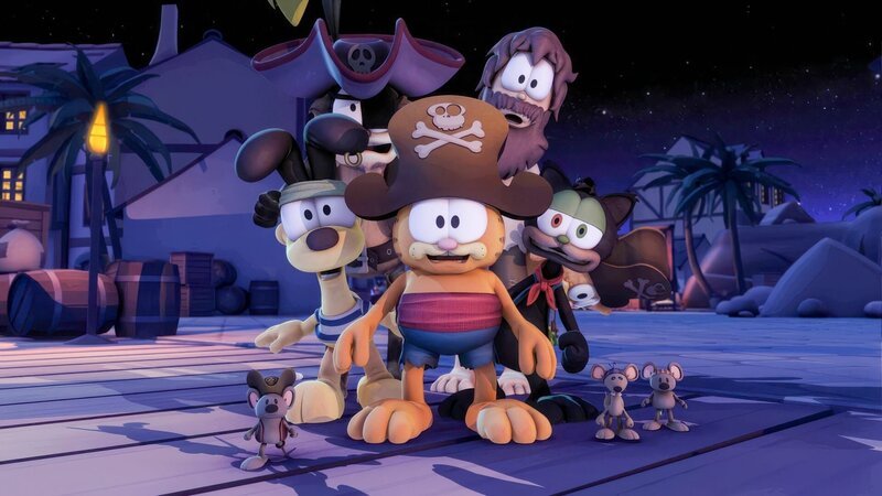 Pirat Garfield und seine Crew erleben eine Überraschung. – Bild: ORF/​Mediatoon/​Dargaud Media/​Paws Inc.