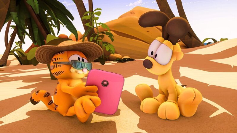 Garfield verliert sich in Urlaubsphantasien. – Bild: ORF/​Mediatoon/​Dargaud Media/​Paws Inc.