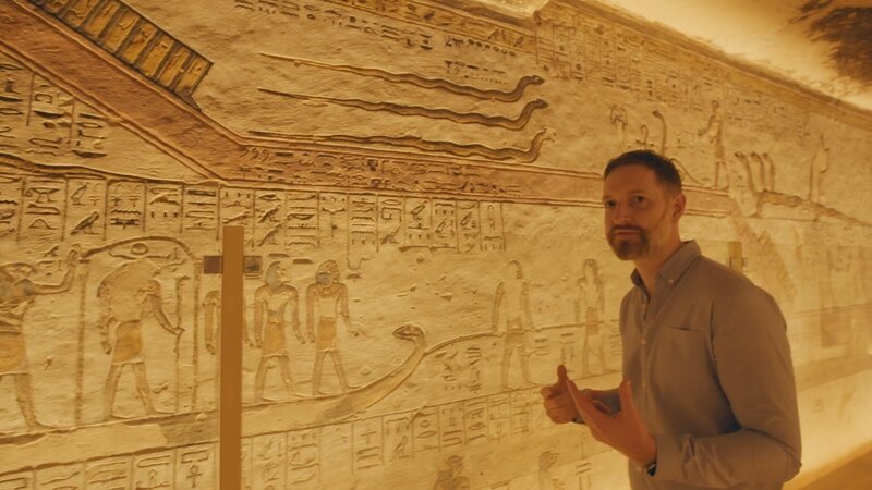 Inschriften und Bilder als Schutz für die Reise ins Jenseits. Das Grab von Ramses III. beeindruckt mit prachtvollen Dekorationen. – Bild: ZDF