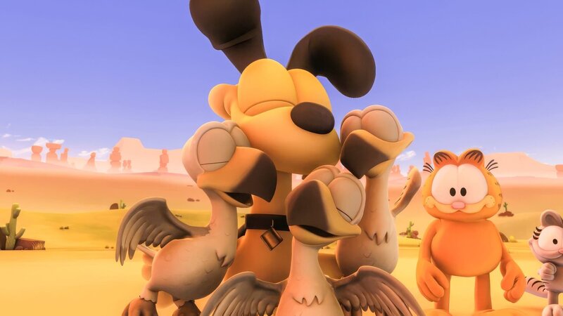 Odie wird von den Adlerbabies sehr gemocht. – Bild: ORF/​Mediatoon/​Dargaud Media/​Paws Inc.