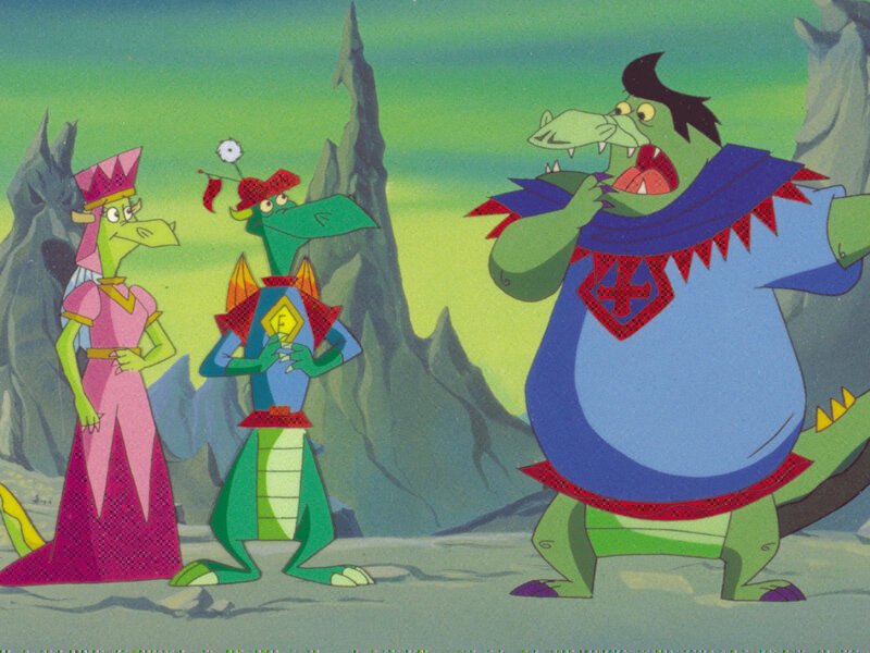 Bis auf den heutigen Tag wird davon ausgegangen, dass König Artus und seine Ritter der Tafelrunde Menschen waren, doch weit gefehlt!. Denn sie alle waren Drachen! – Bild: Nelvana Limited /​ Ellipse Animation S.N.C.