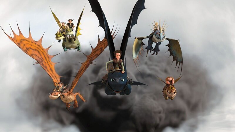 (V.li.) Rotzbakke und sein Drache Hakenzahn, die Zwillinge Taffnuss und Raffnuss und ihre Drachen Kotz und Würg, Hicks und sein Drache Ohnezahn, Astrid und ihre Drachendame Sturmpfeil und Fischbein mit seinem Drachen Fleischklops erleben gemeinsam jede Menge Abenteuer. – Bild: SUPER RTL