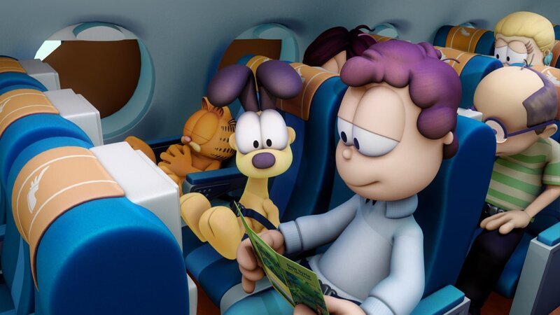 Jon hat sich entschlossen, nach Franistan zu fliegen und nach seinem Freund Lyman zu suchen. Garfield und Odie sollen natürlich mitkommen. – Bild: HR/​Dargaud Media/​MediaToon/​Paws Inc./​France 3