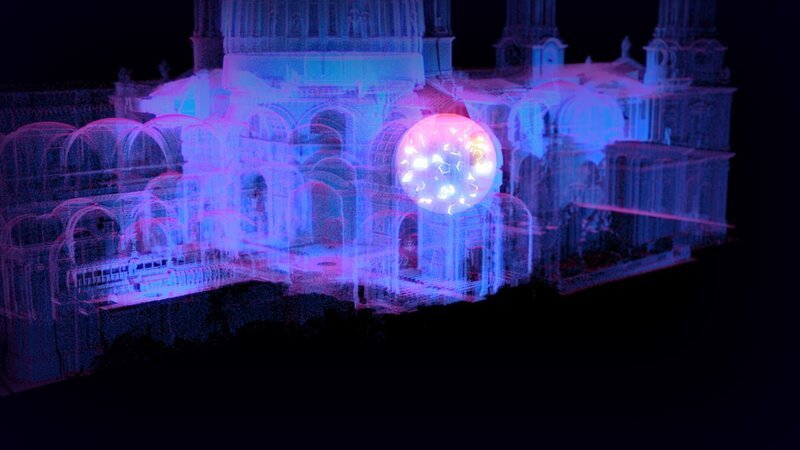 Zeigt den Ort der Explosion der deutschen Bombe, die während des Zweiten Weltkriegs das nördliche Querschiff von St. Pauls traf. – Bild: The National Geographic Channel
