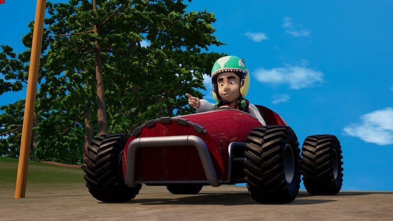 Peter ist bereit, zu beweisen, dass er der schnellste Gokart-Fahrer ist. – Bild: KiKA/​Prism Art & Design Limited
