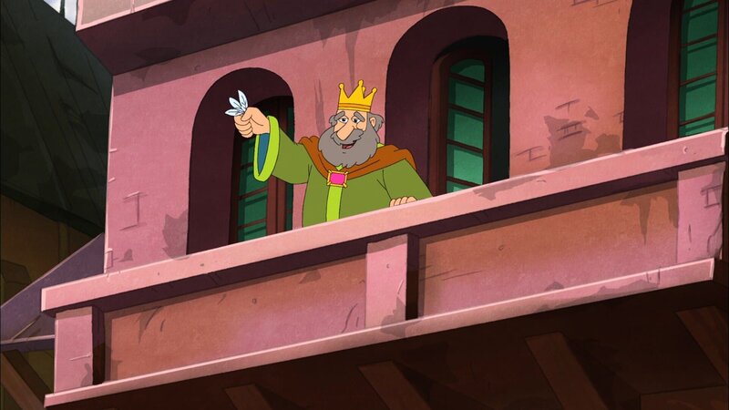 Der König zeigt die drei Federn. – Bild: NDR/​Greenlight Media AG