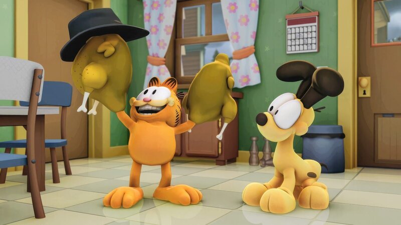 Jon fährt zwei Tage auf eine Comic-Messe und Garfield schmeißt solange den Haushalt. – Bild: ORF/​Mediatoon/​Dargaud Media/​Paws Inc.