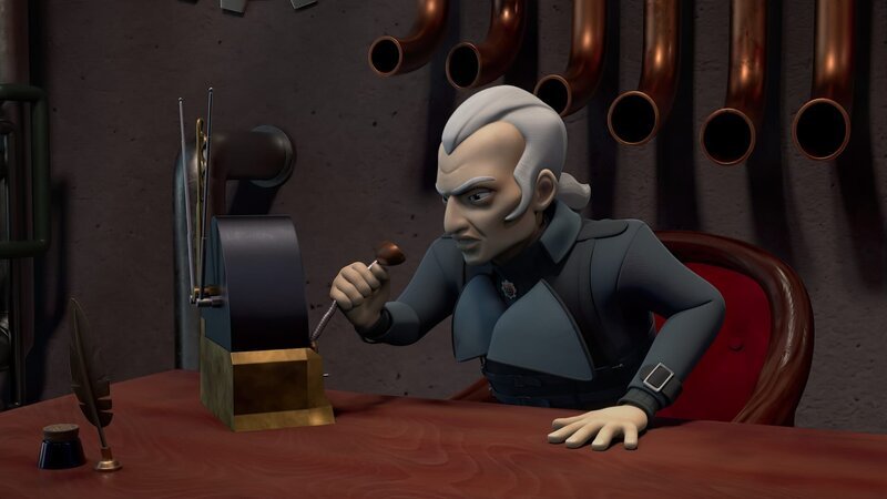 Graylock schäumt vor Wut, als er erfährt, dass die Prinzessin mit seiner Flugmaschine getürmt ist. – Bild: ZDF