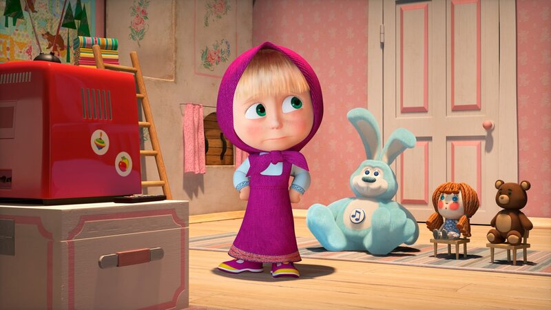 Mascha und ihre Plüschtiere haben keinen Fernsehempfang. – Bild: KiKA/​Animaccord LTD