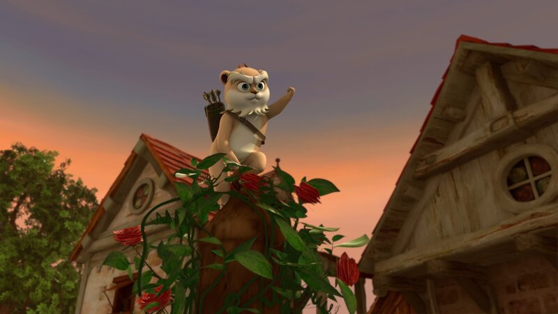 Derke träumt jede Nacht den gleichen Albtraum. Er spielt dort die Rolle von Robin und kämpft gegen Drachensoldaten und den bösen Prinz Derke. – Bild: ZDF