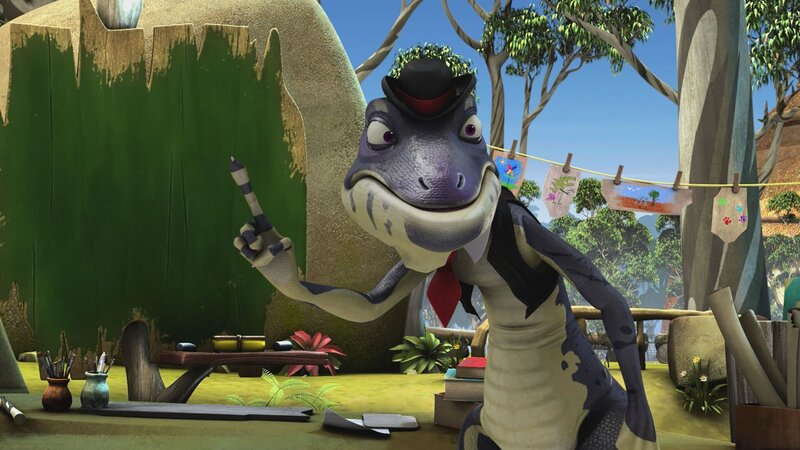 Cranky kündigt Blinky und den Anderen an, dass sie wieder in seinem Theaterstück zum Gründungstag von Greenville mitspielen dürfen. – Bild: KiKA/​Studio 100 Media/​Flying Bark