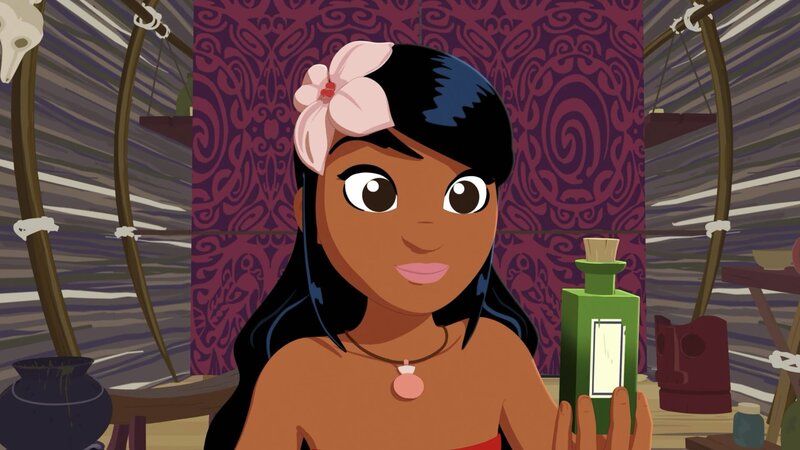 Timeti hat in der Hütte von Ramana das Gegenmittel für die Fischvergiftung gefunden, unter der Van Krook und seine Männer leiden. – Bild: ZDF