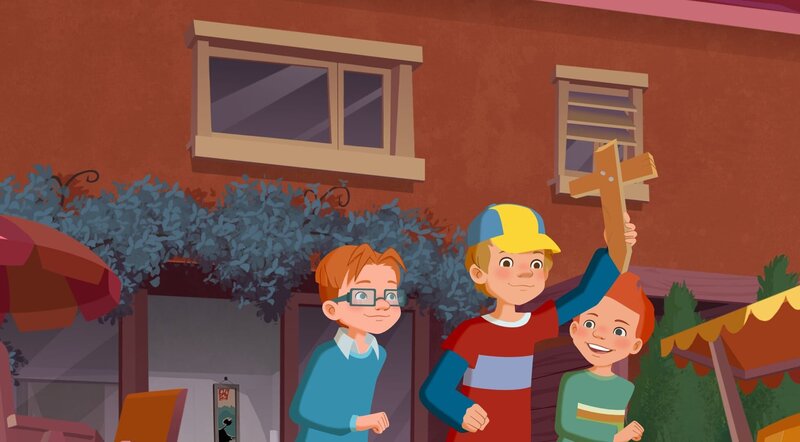 Die Jungs spielen Beerdigungsunternehmer. – Bild: ZDF/​WunderWerk