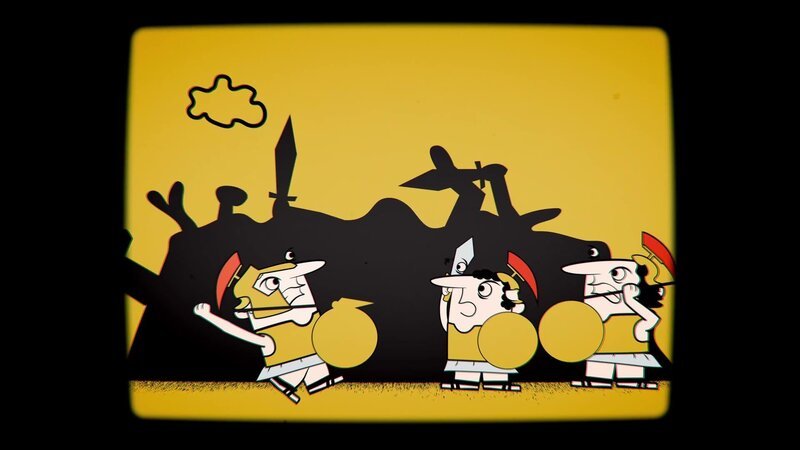 Eine Karikatur von Spartanern gegen Argiven. (Kuriositäten-Stream) – Bild: Curiosity Stream /​ Curiosity Stream