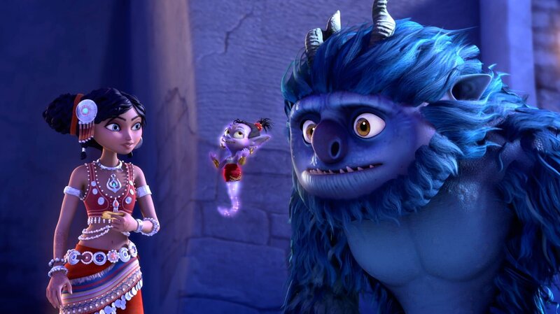 Sherazade, Karim und Halil auf nächtlichem Besuch in der Kristallstadt. – Bild: rbb/​Hahn Film AG /​ Chocolate Liberation Front /​ Toonz Entertainment /​ 1001 Nights Productions Pty Ltd