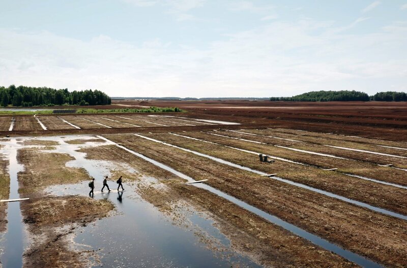 Pionierarbeit in Litauen: Ein Torfabbaugebiet wird wieder in ein Moor umgewandelt. – Bild: Michael Kern/​Längengrad Filmproduktion