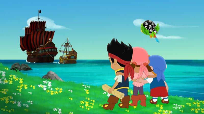 JAKE AND THE NEVER LAND PIRATES – „Jake Saves Bucky“ – Disney Junior will debut the primetime special „Jake and the Never Land Pirates: Jake Saves Bucky“ on International Talk Like A Pirate Day, WEDNESDAY, SEPTEMBER 19 (7:00⁠–⁠8:00 p.m., ET/​PT) on Disney Channel. In the family night special event episode, Peter Pan returns to Never Land once again to help Jake und seine Crew win back their ship after losing Bucky in a race against Captain Hook und die Jolly Roger. The series’ first primetime special „Jake and the Never Land Pirates: Peter Pan Returns“ debuted in February 2012 and war die meistgesehene Kabelübertragung in fast 10 Jahren bei Kids 2⁠–⁠5. (DISNEY JUNIOR) JOLLY ROGER, BUCKY, JAKE, IZZY, CUBBY, SKULLY – Bild: Disney Enterprises, Inc.