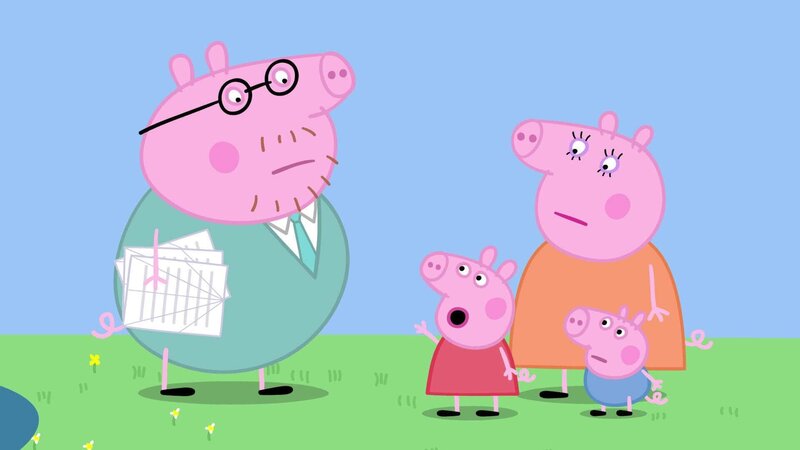 v.li.: Daddy Pig, Peppa Pig, Mummy Pig, George Pig – Bild: TVNOW