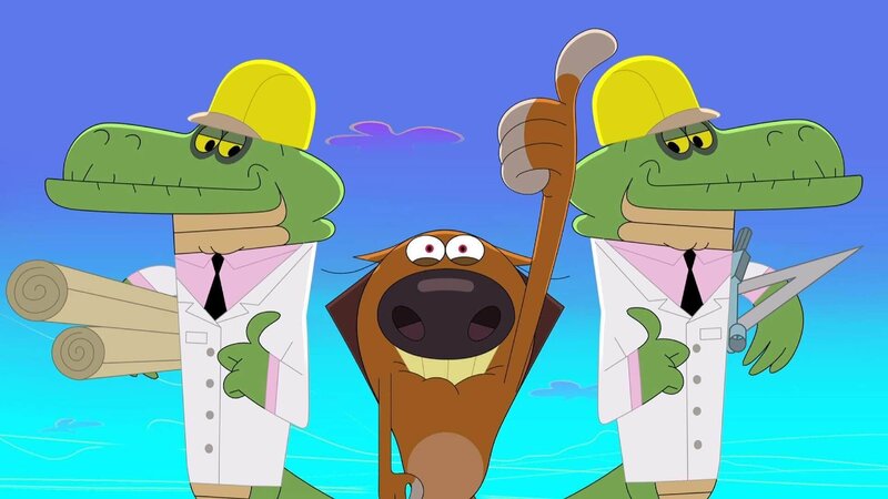 Zig (M.) hat zwei neue und ihm fremde Beschützer gefunden. Sie sorgen dafür, dass der frechen Hyäne kein Unheil geschieht. – Bild: Xilam Animation