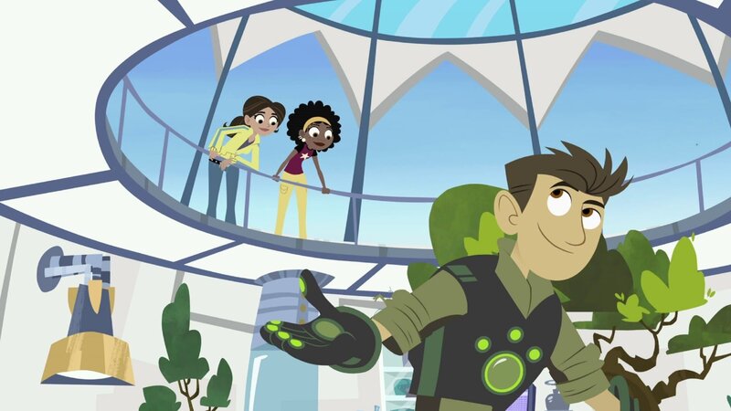 Martin, Stella (li.) und Chloe fliegen mit der Tortuga in die Prärie. – Bild: SUPER RTL