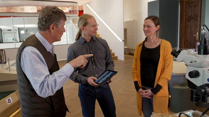 Karl Hohenlohe, Lukas Plan (Höhlenforscher), Pauline Oberender (Wissenschaftliche Mitarbeiterin vom Naturhistorischen Museum). – Bild: ORF/​Clever Contents