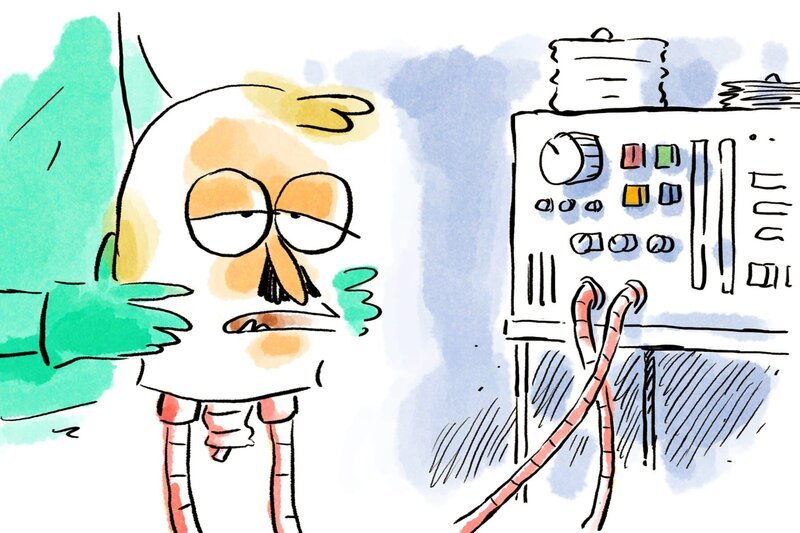 Professor Schnauzbart wird die Kopfverpflanzung vornehmen. Abstoßungsreaktionen, ethische und psychologische Probleme inbegriffen … – Bild: Folimage/​Ex Nihilo