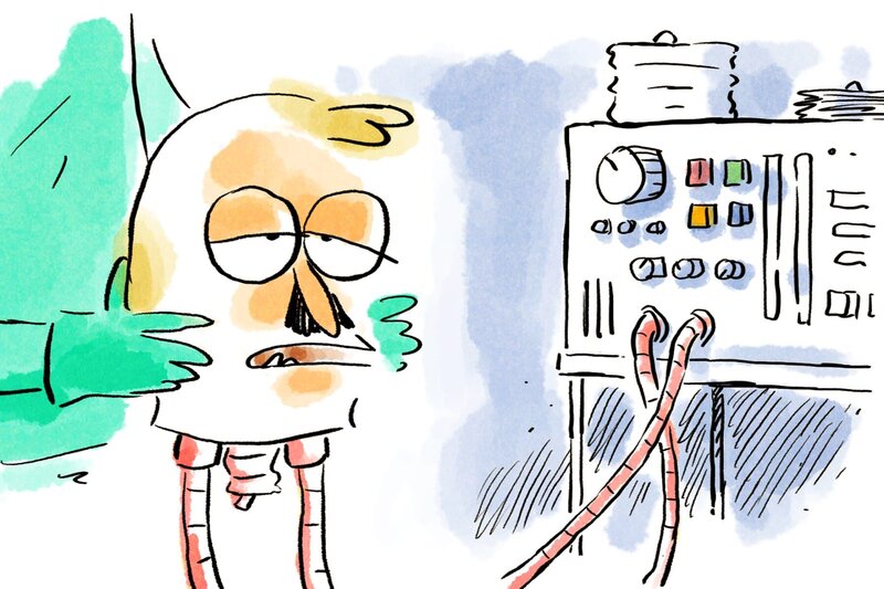 Professor Schnauzbart wird die Kopfverpflanzung vornehmen. Abstoßungsreaktionen, ethische und psychologische Probleme inbegriffen … – Bild: Folimage/​Ex Nihilo