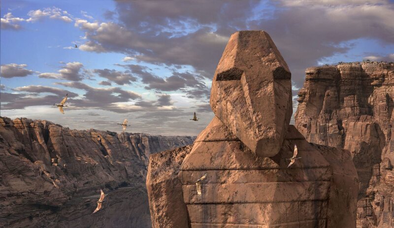 Marion (Katie Carr) soll in Canyon City Pteranodons studieren, da diese immer aggresiver werden. – Bild: TMG