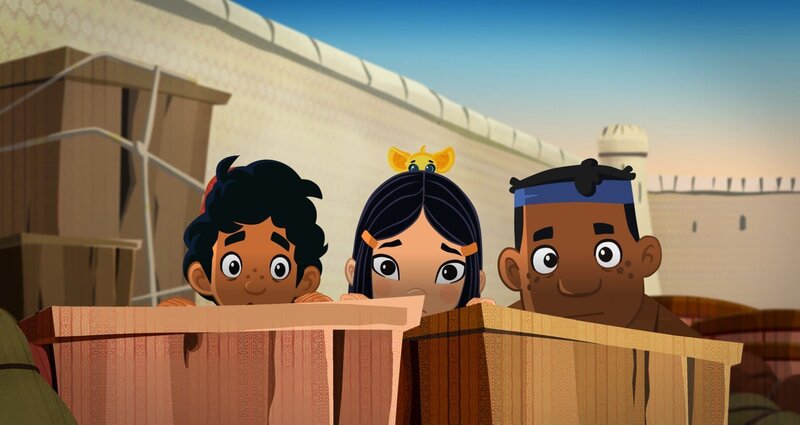 Die Freunde versuchen aus dem Orden der Kreuzritter zu entkommen. – Bild: MDR/​MotionWorks/​Marco Polo Prod.Inc./​Melusine Prod./​Magpie 6 Media Ent.Ltd./​Monster Ent.Ltd.