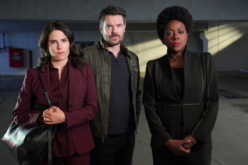 Von links: Laurel Castillo (Karla Souza), Frank Delfino (Charlie Weber) und Annalise Keating (Viola Davis) – Bild: TVNOW /​ ABC Studios