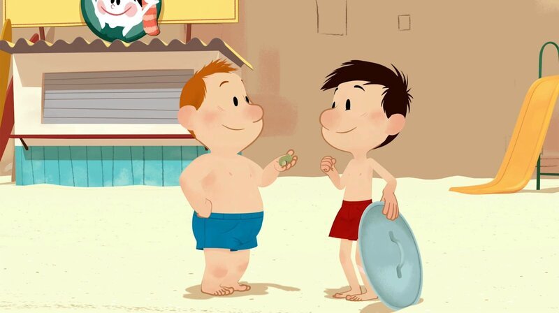 Mit Hilfe der Glücksschnecke haben Nick und Otto ihre Frisbee-Scheibe wiedergefunden. – Bild: SWR/​MEDIA VALLEY – BELVISION/​Le Petit Nicolas®