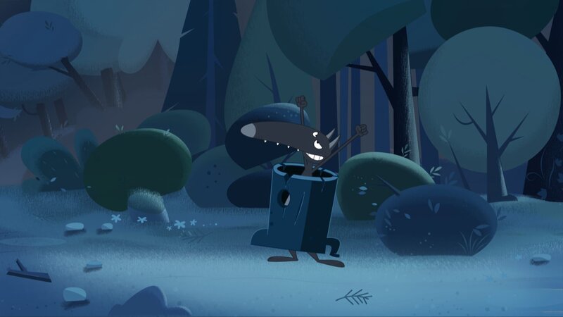 Wolf rüstet sich gegen das Plattfußmonster. – Bild: KiKA/​Samka Productions