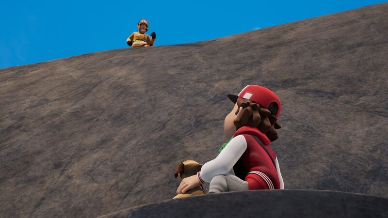 Wie sind Peter und Buddler bloß auf diesen brüchigen Felsvorsprung gekommen? – Bild: KiKA/​2024 Prism Art & Design Limited