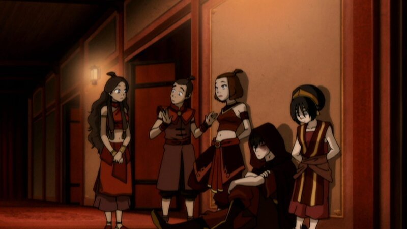 L-R: Katara, Sokka, Suki, Zuko, Toph – Bild: Nicktoons L-R: Katara, Sokka, Suki, Zuko, Toph – Bild: Nicktoons