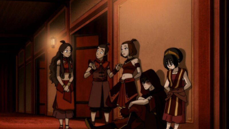 L-R: Katara, Sokka, Suki, Zuko, Toph – Bild: Nicktoons