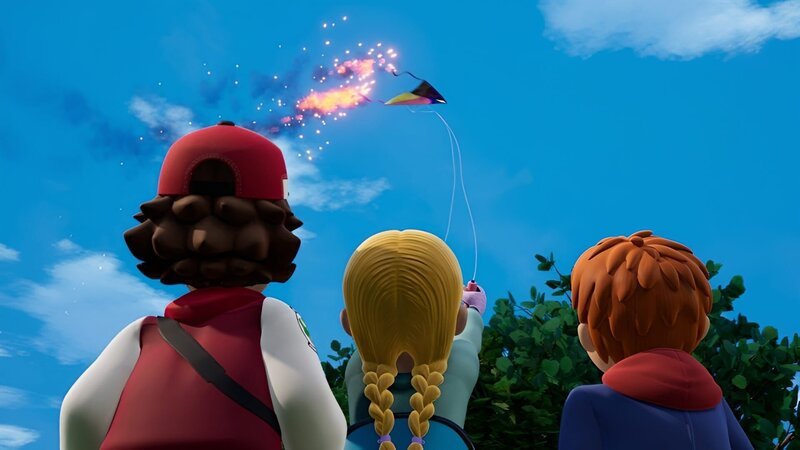 Hannahs Drachenflug endet brenzlig: Ein Grillfeuer und ein Lenkdrachen sind keine gute Kombination. – Bild: KiKA/​2024 Prism Art & Design Limited