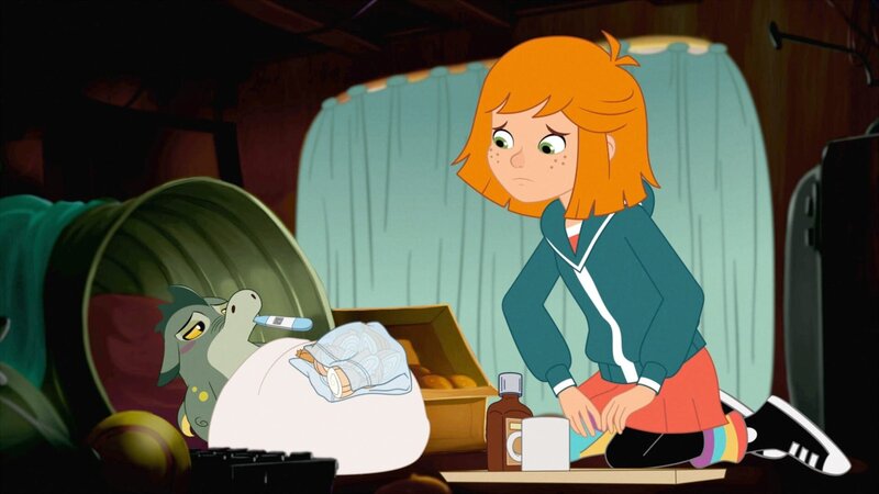 Lilli misst Fieber bei krankem Hektor und macht ihm Zwiebelwickel. – Bild: ORF/​DOR Film/​Trixter Productions, Vivatoon