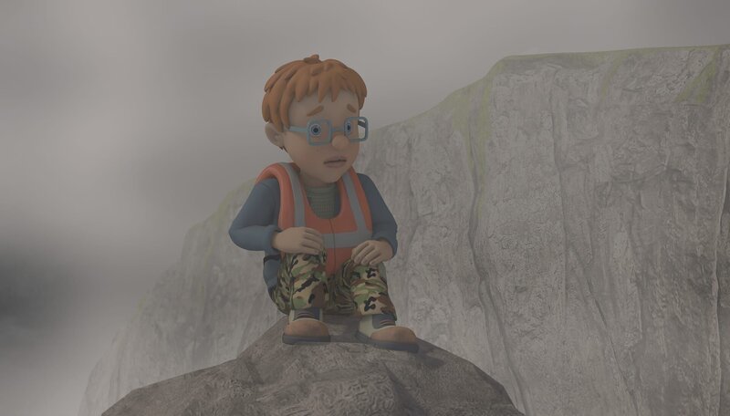 Norman hat große Angst, allein auf dem Felsen. – Bild: KiKA/​2014 Prism Art & Design Limited