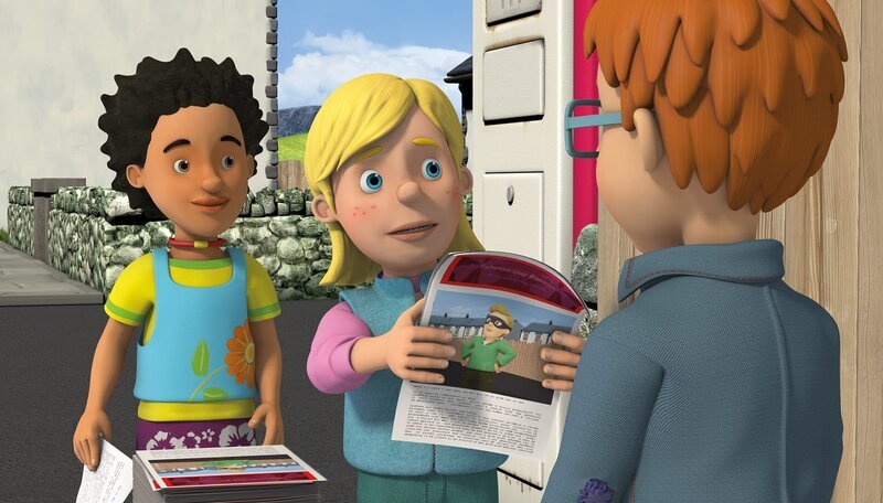 Mandy und Sarah haben einen Artikel in der Pontypandy Post über Atomic Boy geschrieben. – Bild: KiKA/​2014 Prism Art & Design Limited