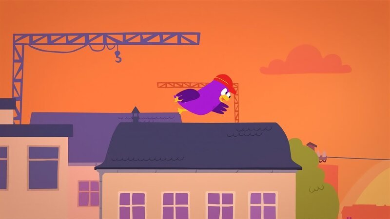 Fieps genießt seinen abendlichen Spazierflug und kommt zu einer Baustelle. – Bild: rbb/​mdr/​bigchild
