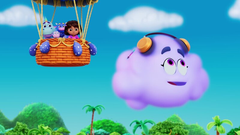 Oben, v.li.: Uni, Boots, Benny, Dora – Bild: Paramount